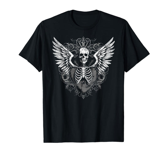 Cottagecore Skeleton Angel Whimsical Art Style Vintage T-Shirt