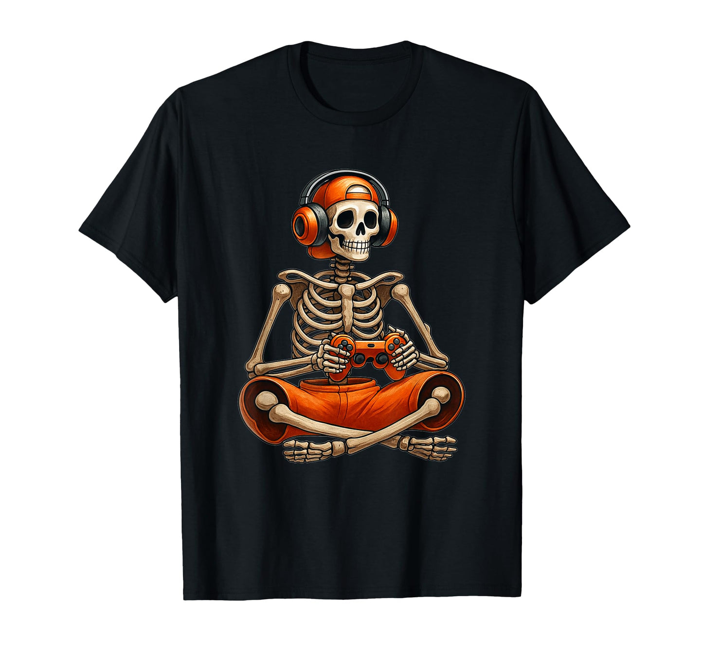Funny Skeleton Video Game Halloween Gaming Gamer Boys Men T-Shirt