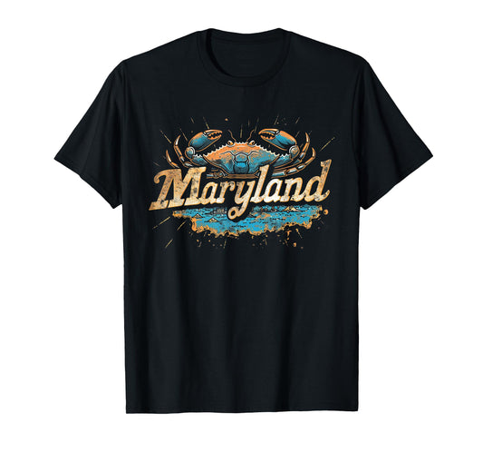 Maryland - Cool Funny Graphic Vintage Men Women Retro Crab T-Shirt