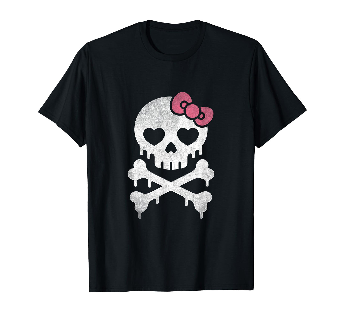 Cute Skull Pink Bow Dripping Crossbone Halloween Women Girls T-Shirt
