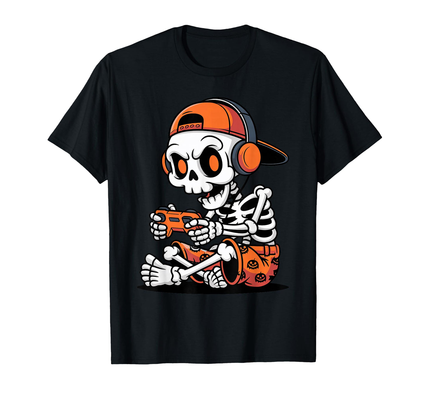 Funny Halloween Kids Skeleton Gamer Costume Video Gaming T-Shirt