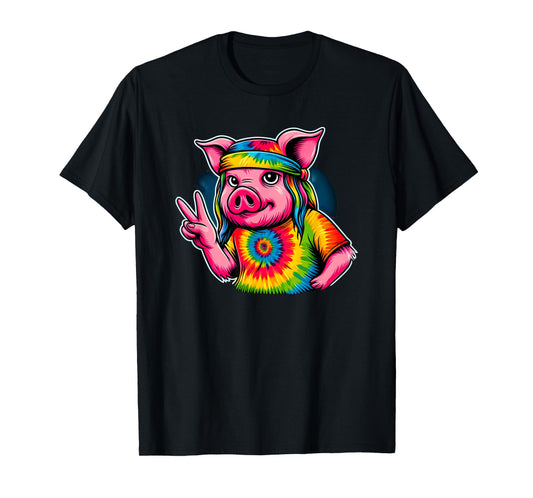 Peace Sign Tie Dye Pig T-Shirt