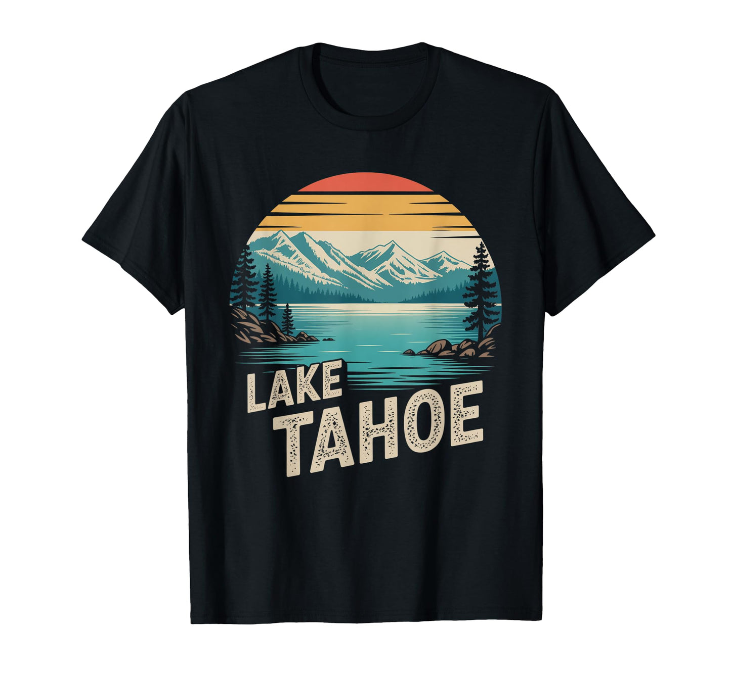 Lake Tahoe Sunset Retro Mountains Retro Vintage T-Shirt