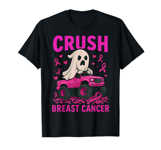 Crush Breast Cancer Awareness Ghost Halloween Pink Ribbon T-Shirt
