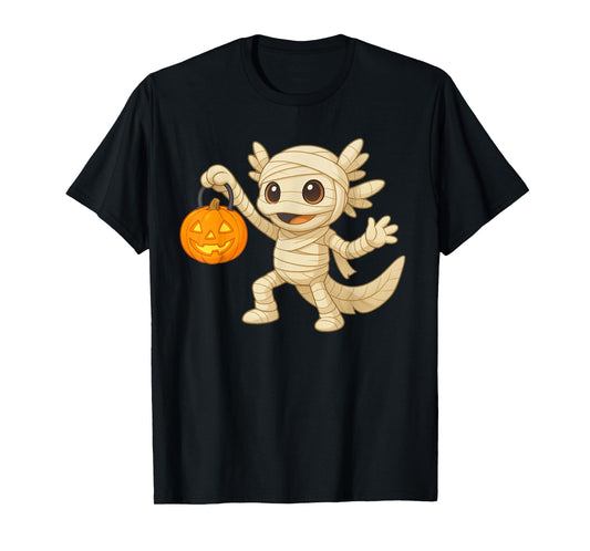 Cute Axolotl Mummy Jack O Lantern Axolotl Halloween Kids T-Shirt