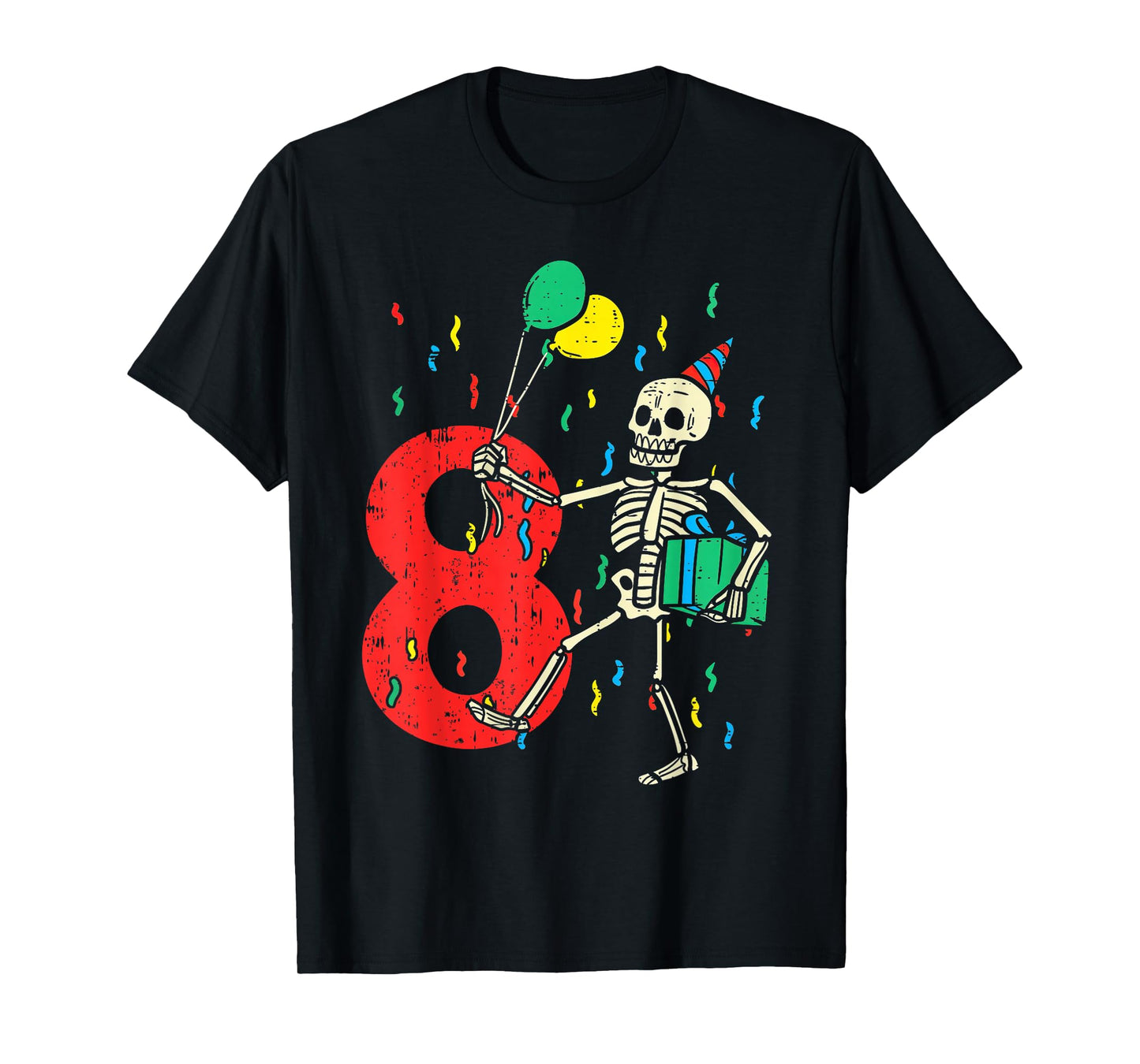 My 8th Birthday Skeleton Halloween 8 Year Old Funny Gift T-Shirt