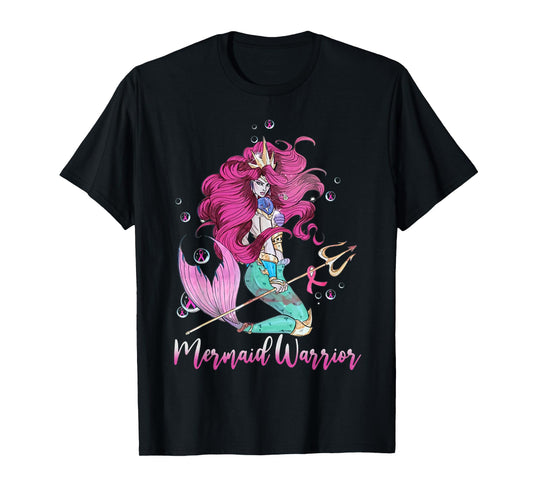 Breast Cancer Mermaid Warrior Mermaid Warrior Breast Cancer T-Shirt
