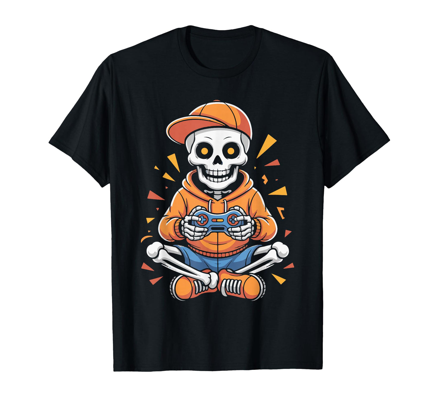 Spooky Skeleton Gamer Halloween Gaming Controller for Men T-Shirt
