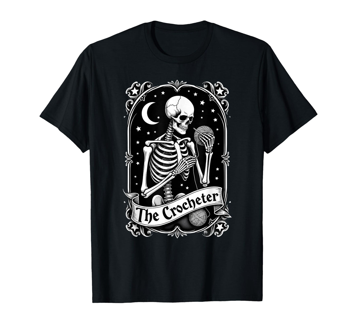 Gothic Tarot Card Crocheter Skeleton Halloween Quilter T-Shirt