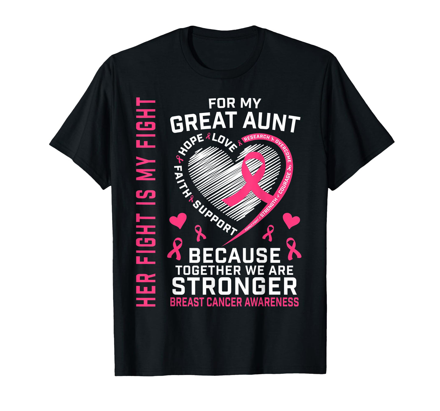 Pink Great Aunt Breast Cancer Awareness Family Fight Support T-Shirt