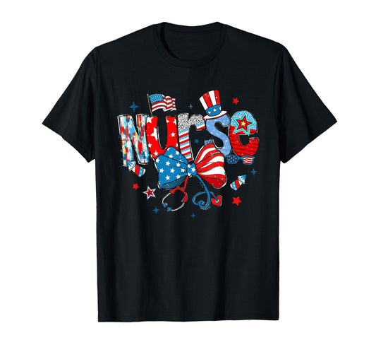 4th of July Nurse American Flag Fourth Of July Nurse T-Shirt