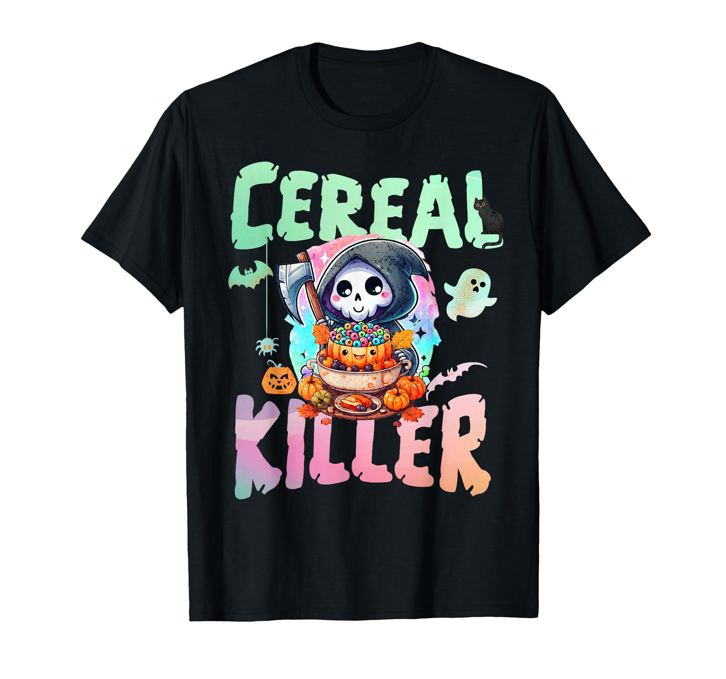 Cereal Killer Funny Skeleton Easy Lazy Last Minute Halloween T-Shirt