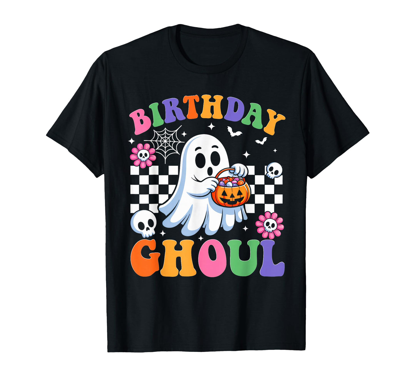 Vintage Floral Ghost Groovy Halloween Costume Birthday Ghoul T-Shirt