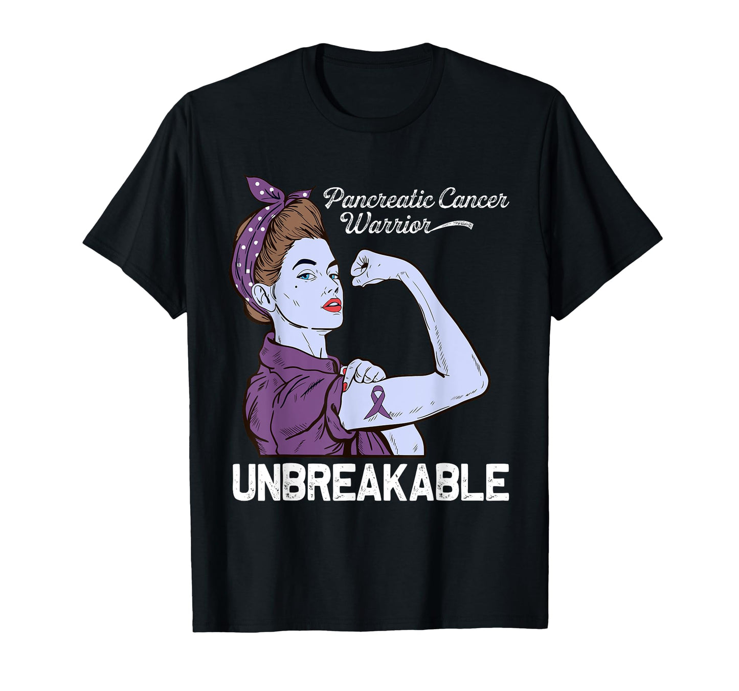 Pancreatic Cancer Warrior Awareness Purple Ribbon Support T-Shirt