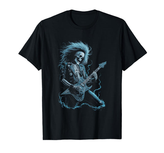 Skeleton Guitarist Rock And Roll Heavy Metal Music Lover T-Shirt