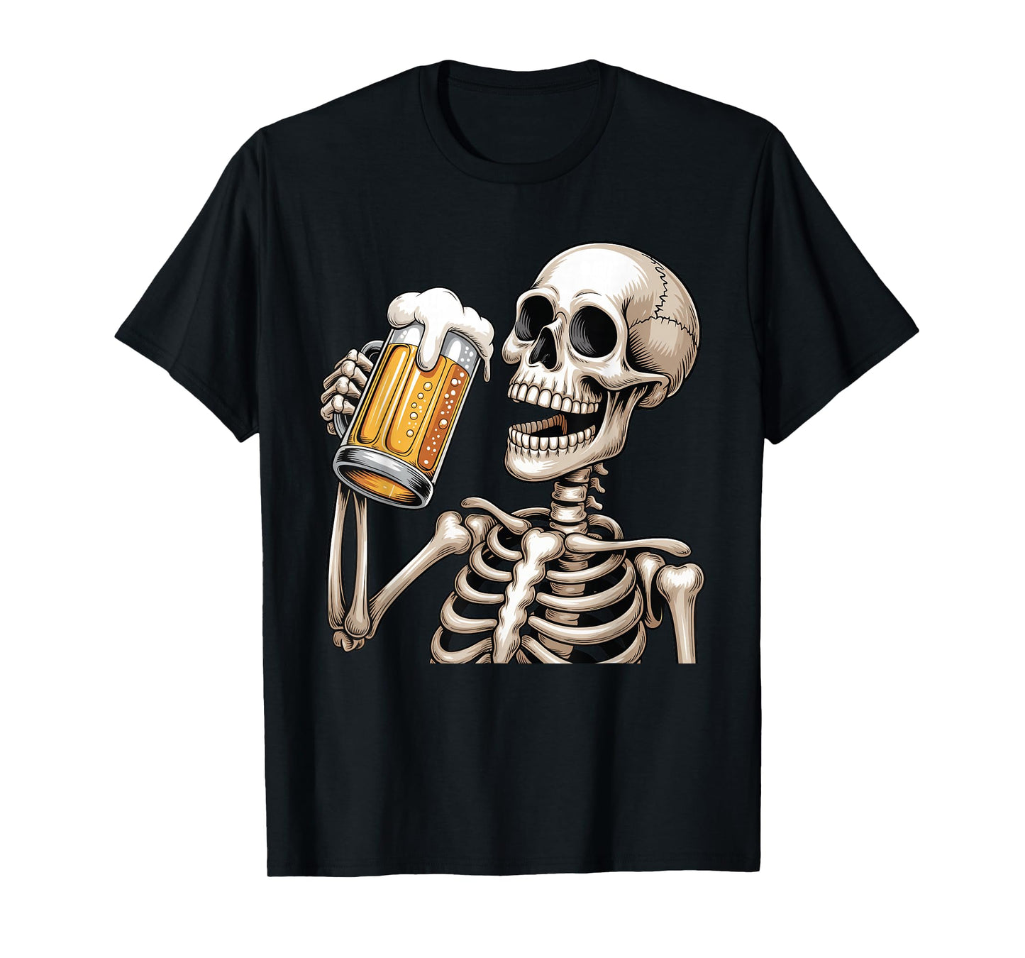 Funny Oktoberfest Costume Skeleton Drinking Beer Halloween T-Shirt