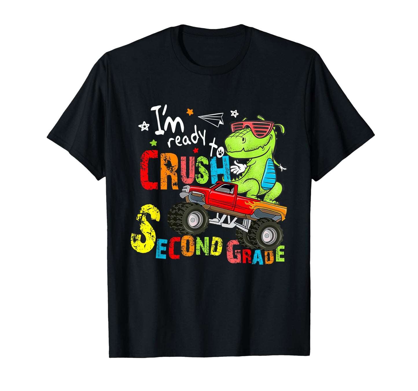 I'm Ready To Crush 2nd Grade Monster Truck Dinosaur Boys T-Shirt