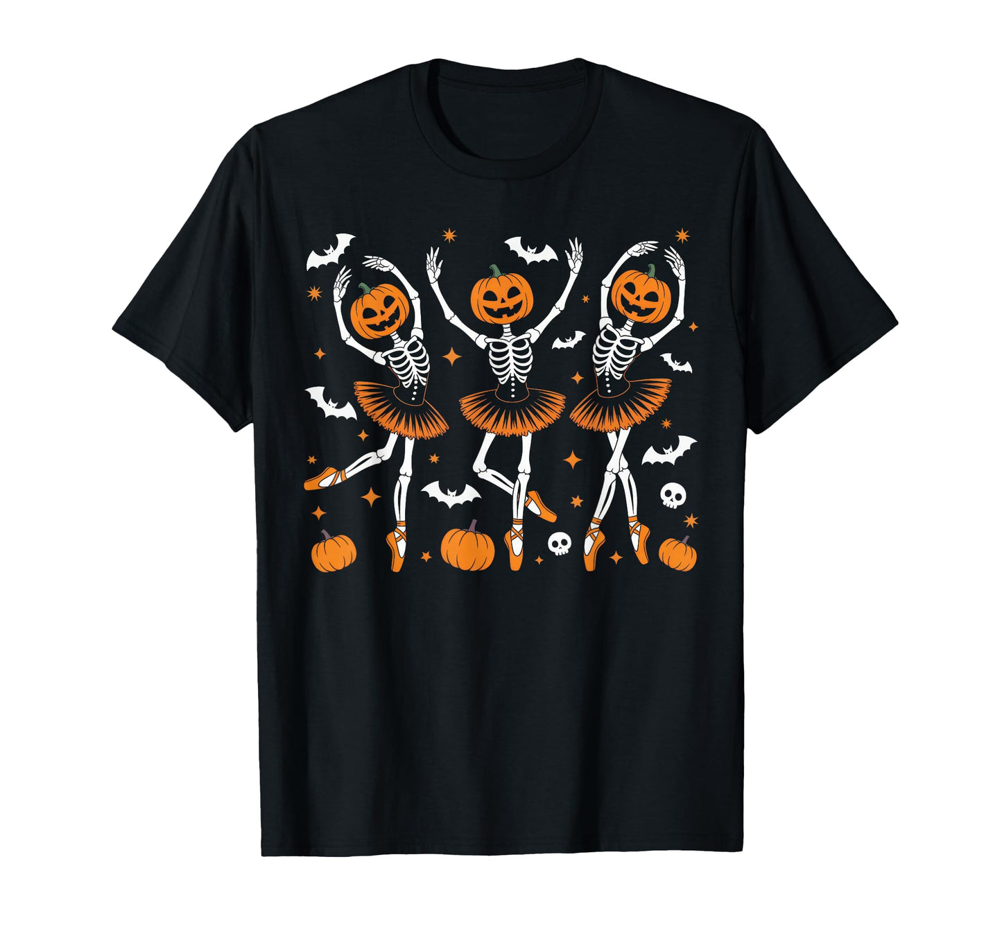 Ballet Pumpkin Skeleton Scary Halloween Men Women Boys Girl T-Shirt