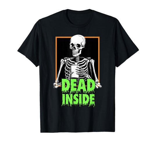 Dead Inside Skeleton Drinking Coffee T-Shirt