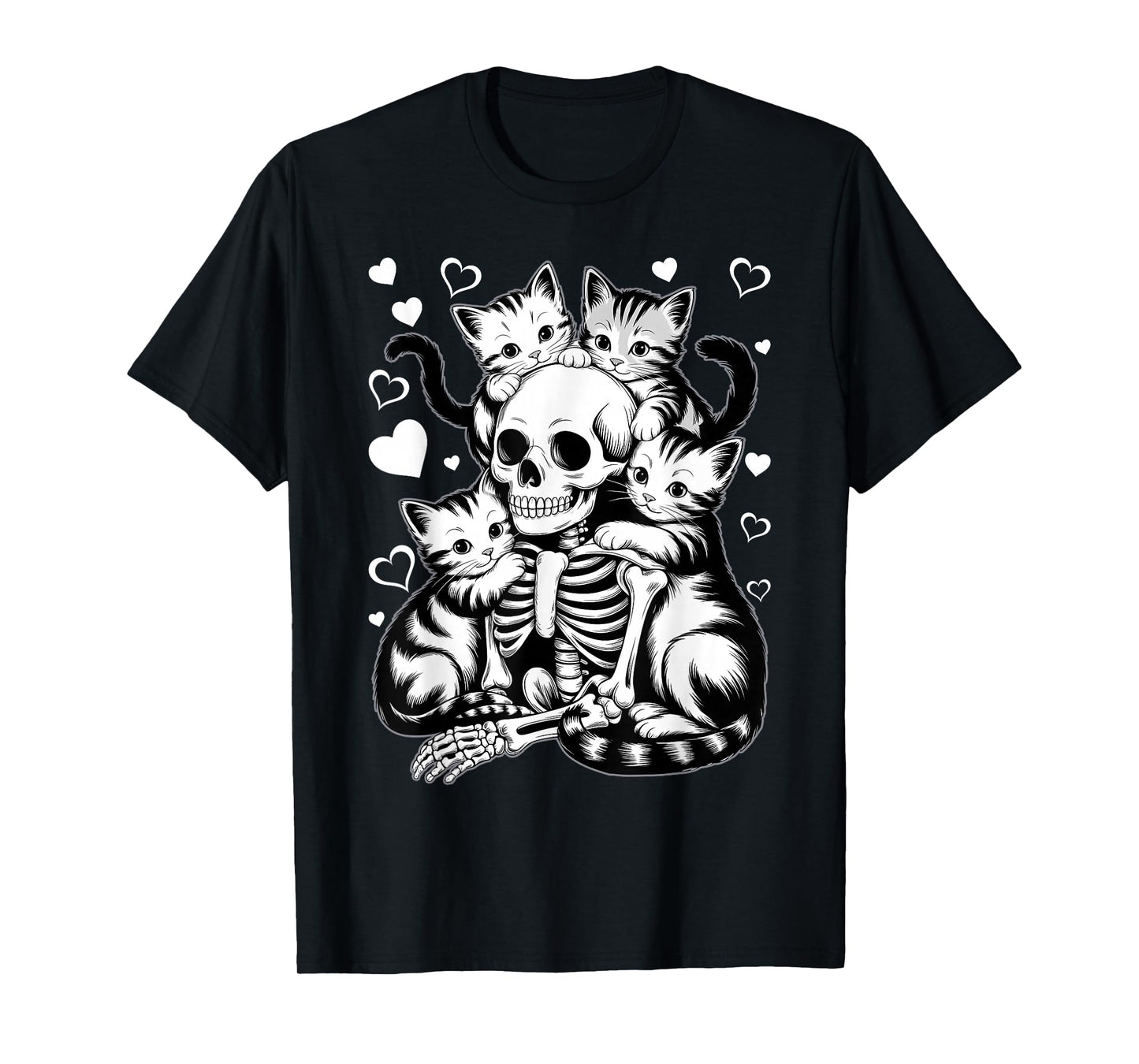 Skeleton Cat Skull Kitty Cute Halloween Men Women Kids Goth T-Shirt
