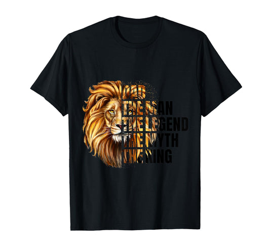Mens DAD THE MAN THE MYTH THE LEGEND LEOPARD LION FATHER'S DAY T-Shirt