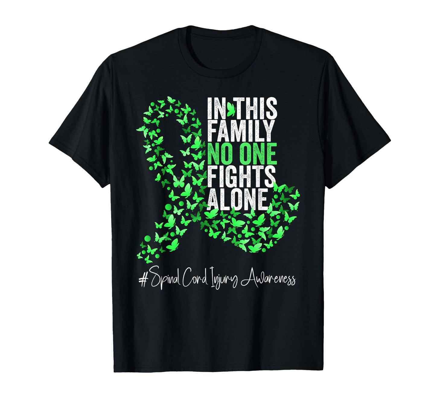 Spinal Cord Injury Awareness Month Green Ribbon Butterflies T-Shirt