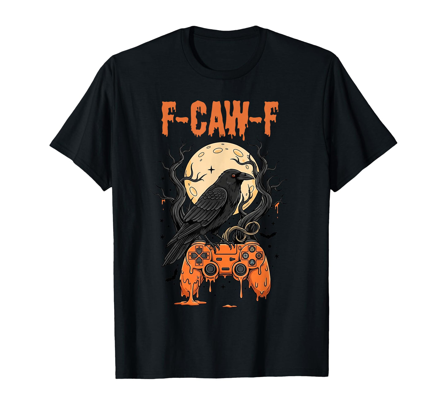 Black Crow Gamer Halloween Moon Controller F-Caw-F T-Shirt