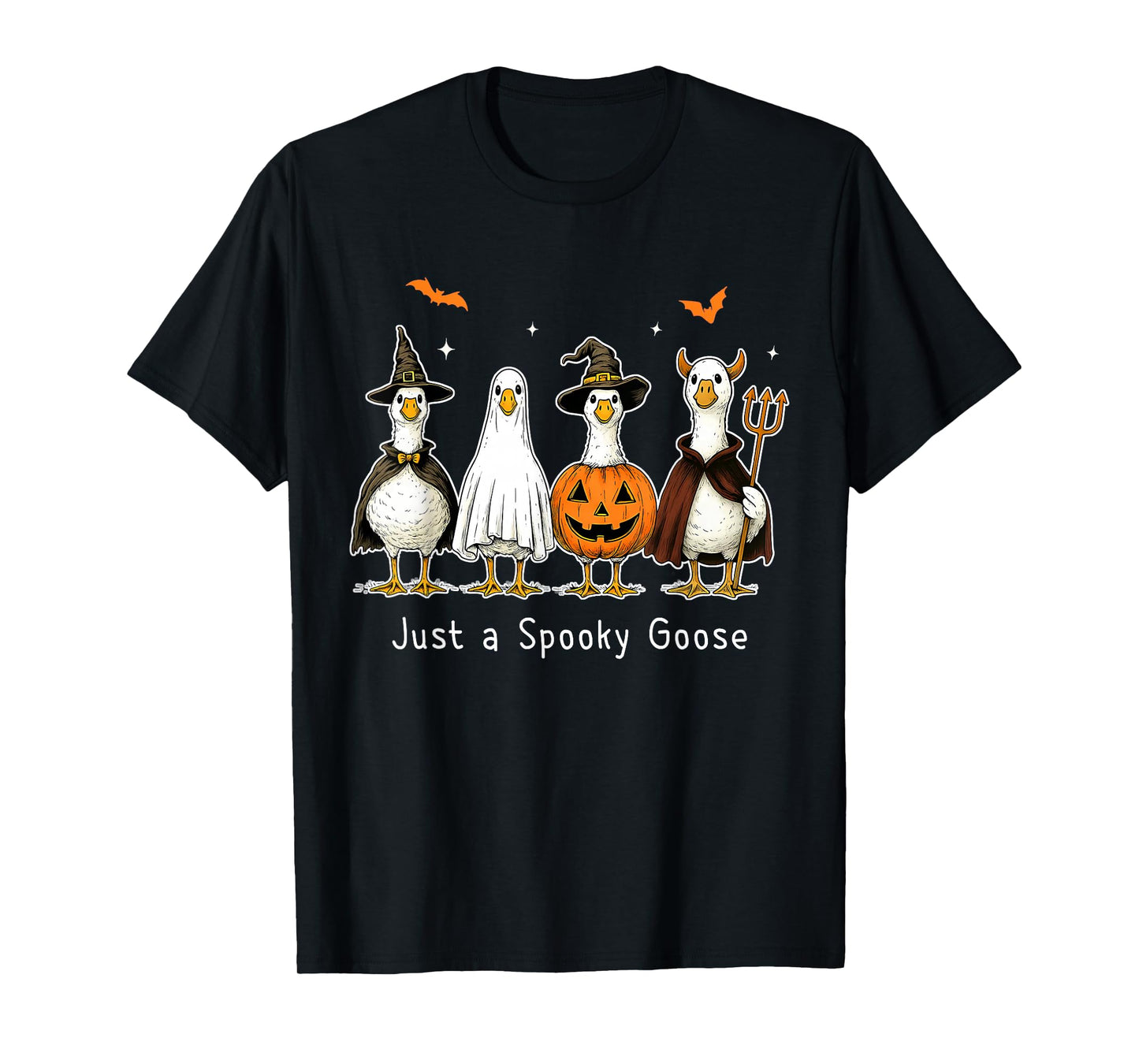 Just a Spooky Goose Design - Funny Halloween Skeleton Goose T-Shirt