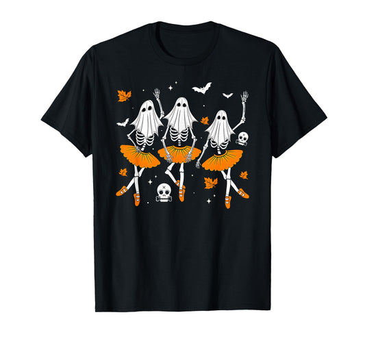 Ballet Dancing Skeleton Ghost Funny Ballet Dancer Halloween T-Shirt