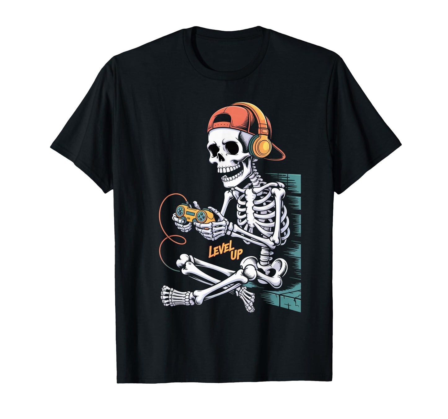 Funny Halloween Skeleton Gamer Video Gaming Boys Men Kids T-Shirt