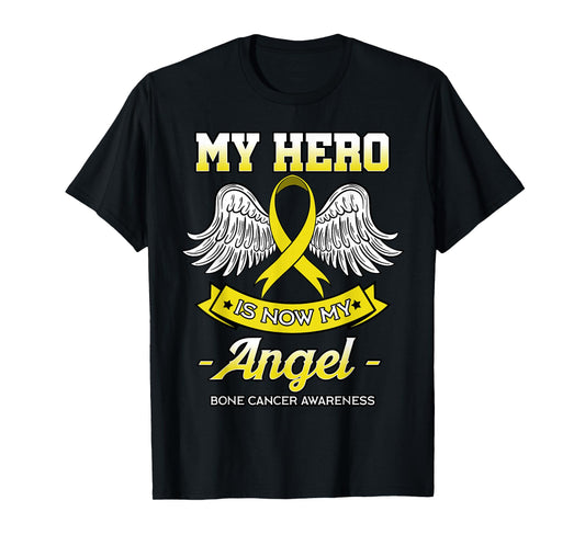My Hero Is Now My Angel Bone Cancer Awareness Osteosarcoma T-Shirt