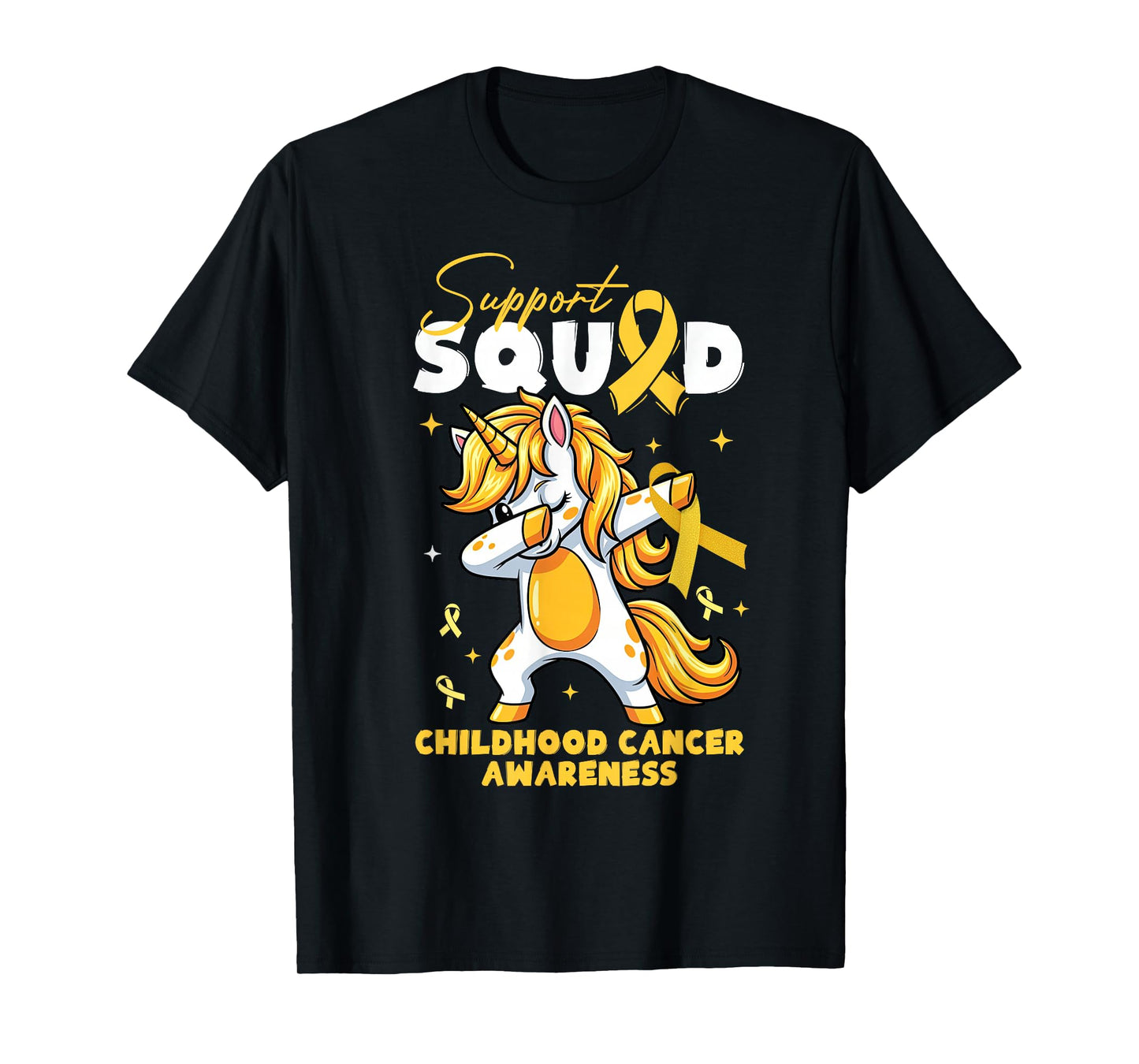 Support-Squad Childhood Cancer Awareness Dabbing Unicorn T-Shirt