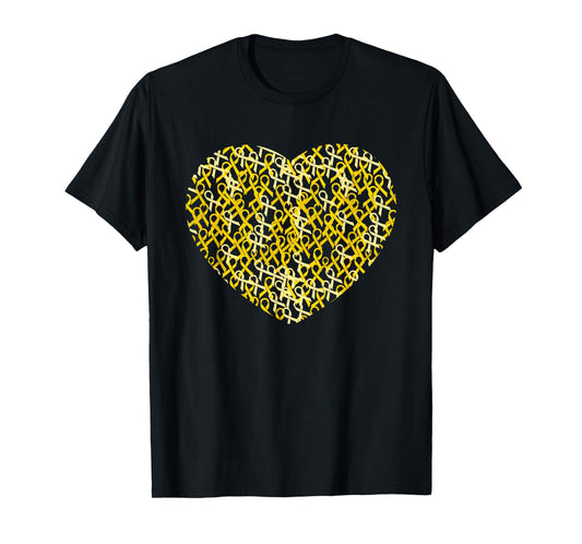 Childhood Cancer Awareness Yellow Ribbon Heart Gift T-Shirt
