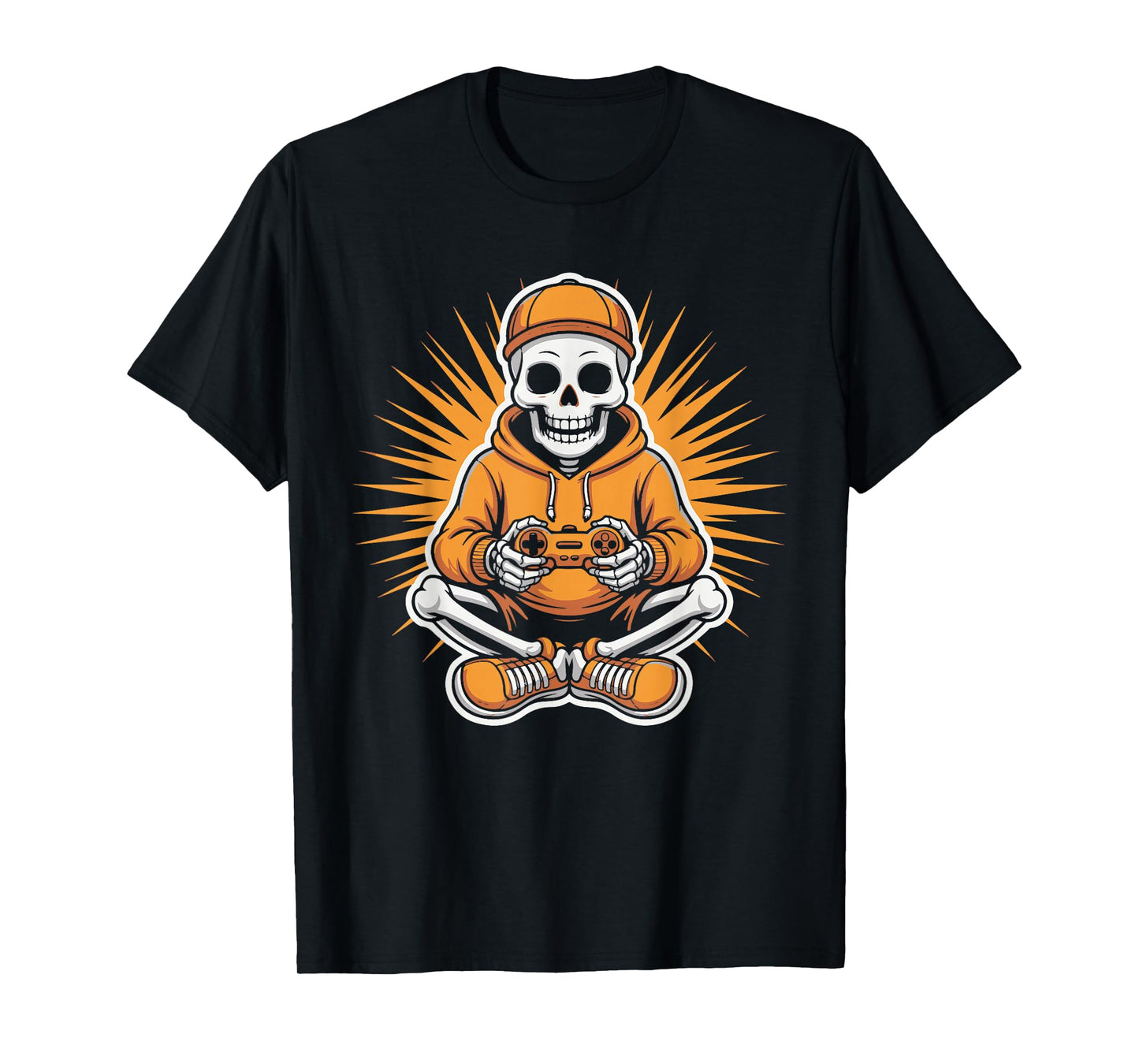 Funny Skeleton Gaming Controller Halloween Design Men Women T-Shirt