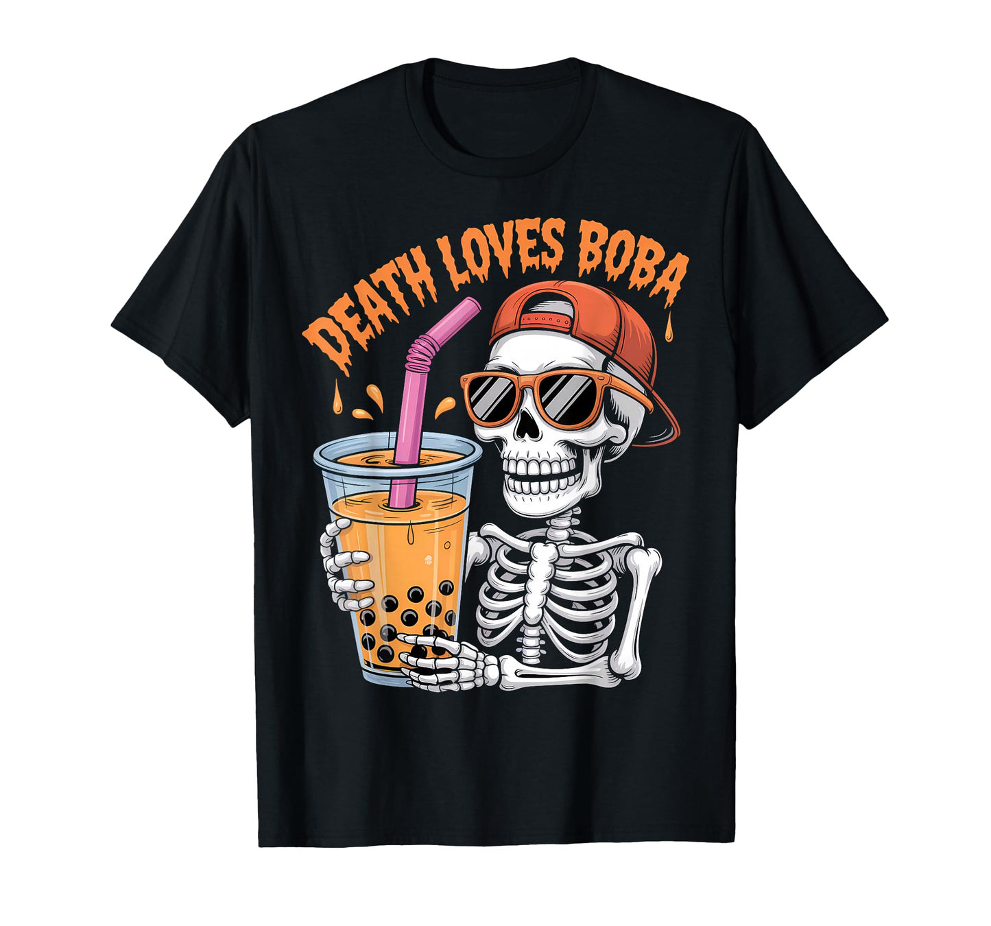Halloween Skeleton Boba Tea Costume T-Shirt