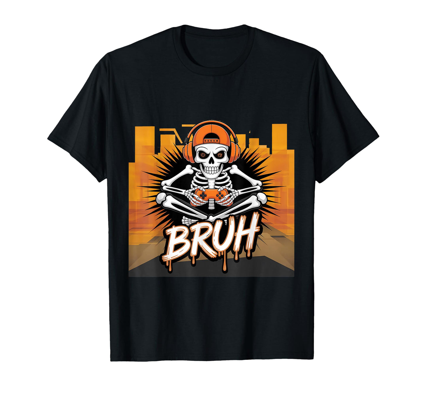 Halloween Skeleton Video Gaming Gamer Youths Teens & Men T-Shirt