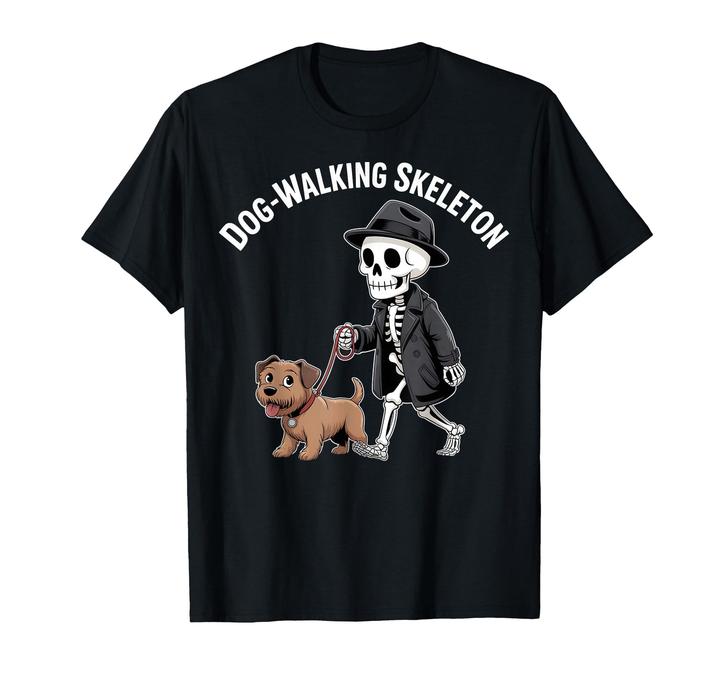 Dog-Walking Skeleton Funny Grim Reaper Pet Humor T-Shirt