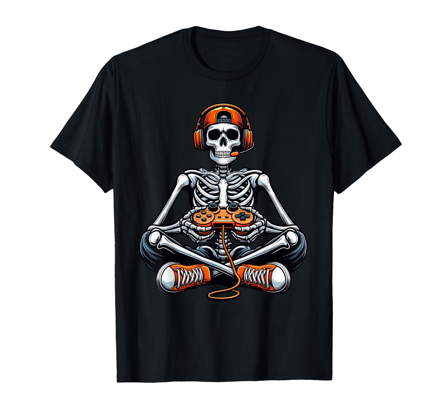 Skeleton Halloween Shirts Gamer Video Gaming Boys Men Kids T-Shirt
