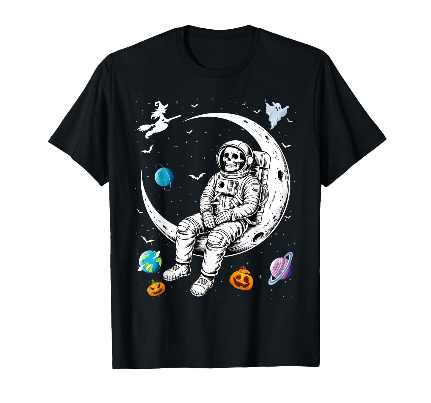 Halloween Skeleton Astronaut Fun Costume Men Women Kids Boys T-Shirt