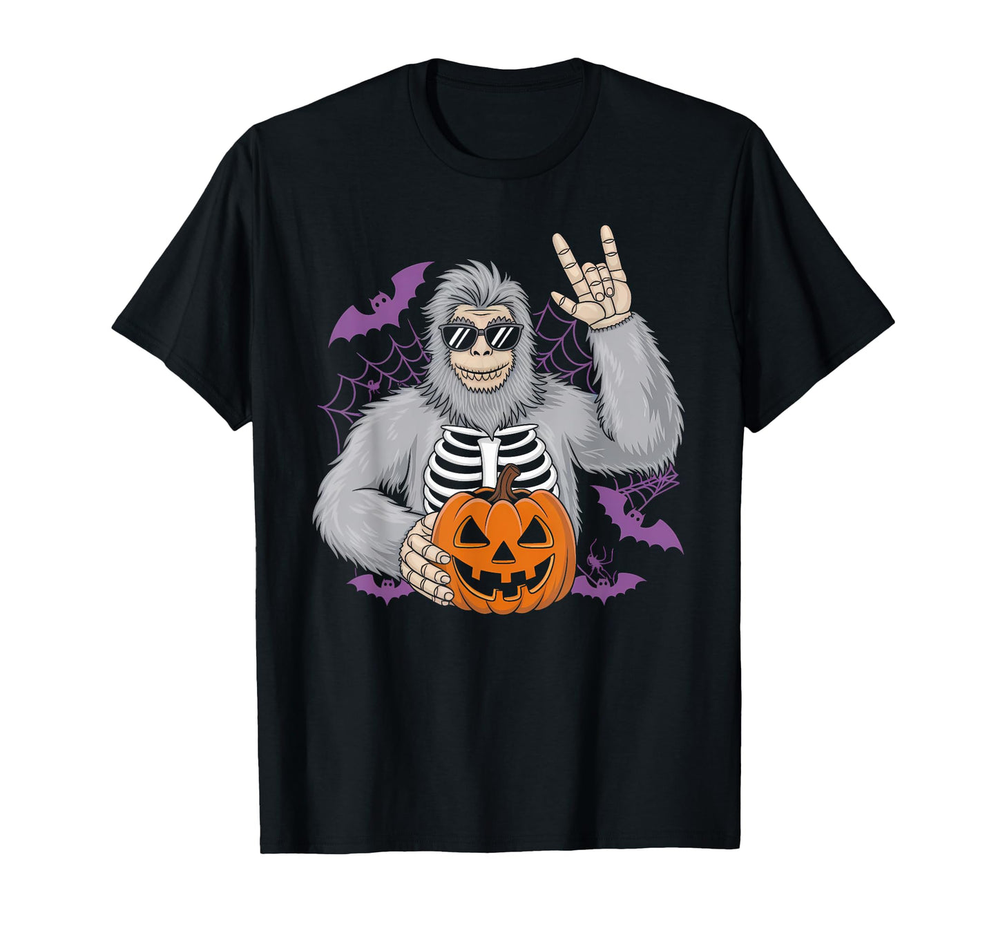 Spooky Bigfoot Jack O Lantern Skeleton Halloween Fun Boys T-Shirt