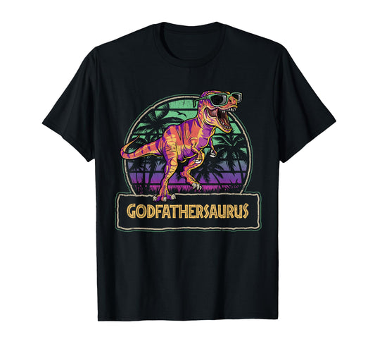 Godfathersaurus T Rex Dinosaur Godfather Saurus Matching T-Shirt