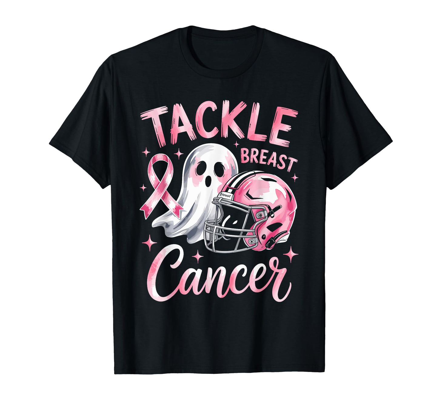 Tackle Breast Cancer Football Halloween Ghost Breast Cancer T-Shirt