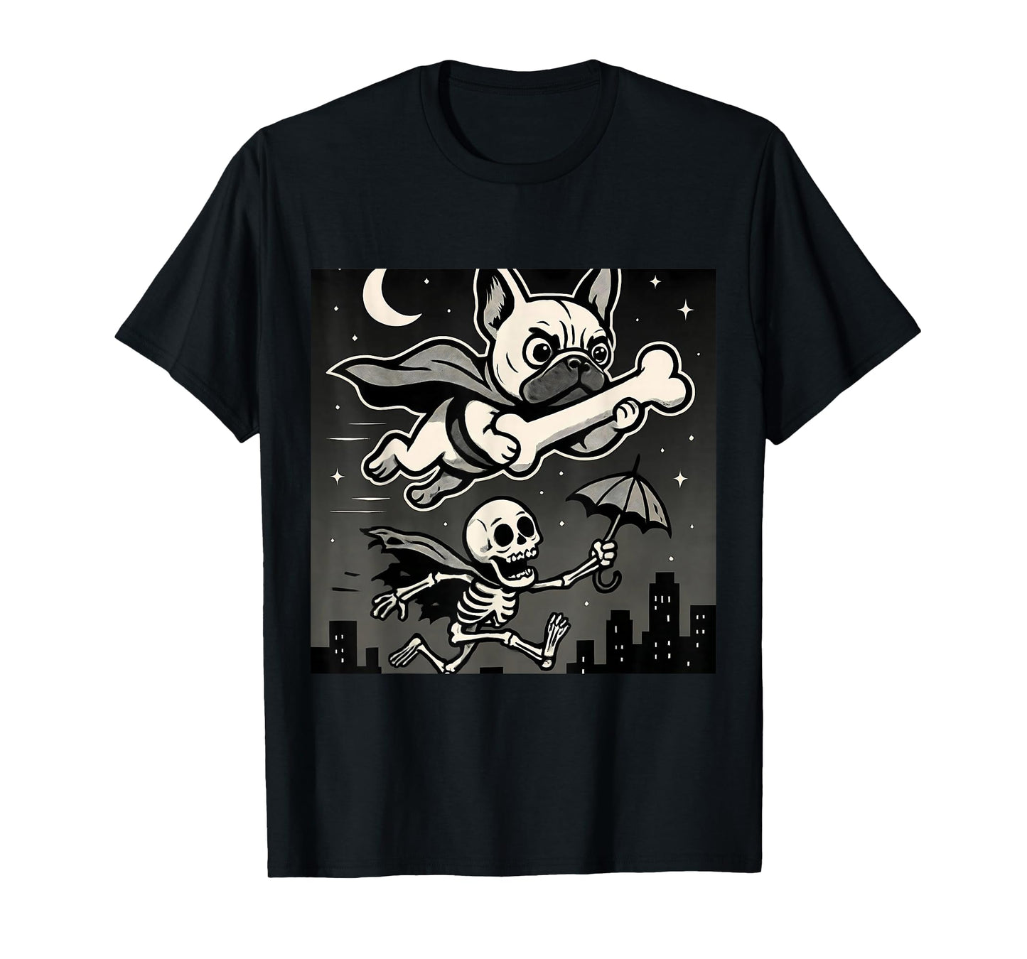 Funny Halloween French Bulldog Skeleton Spooky Season T-Shirt