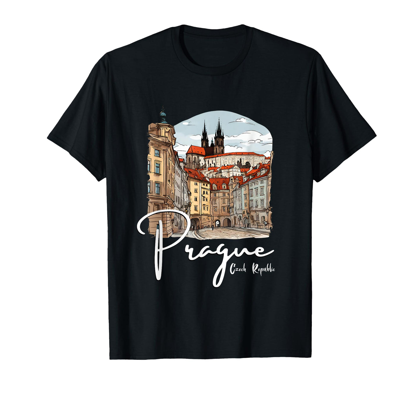 Prague Czech Republic Sketch Souvenir Prague T-Shirt