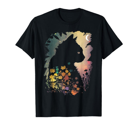 Cottagecore Cat Aesthetics Moon Flowers Garden Cat Mom T-Shirt