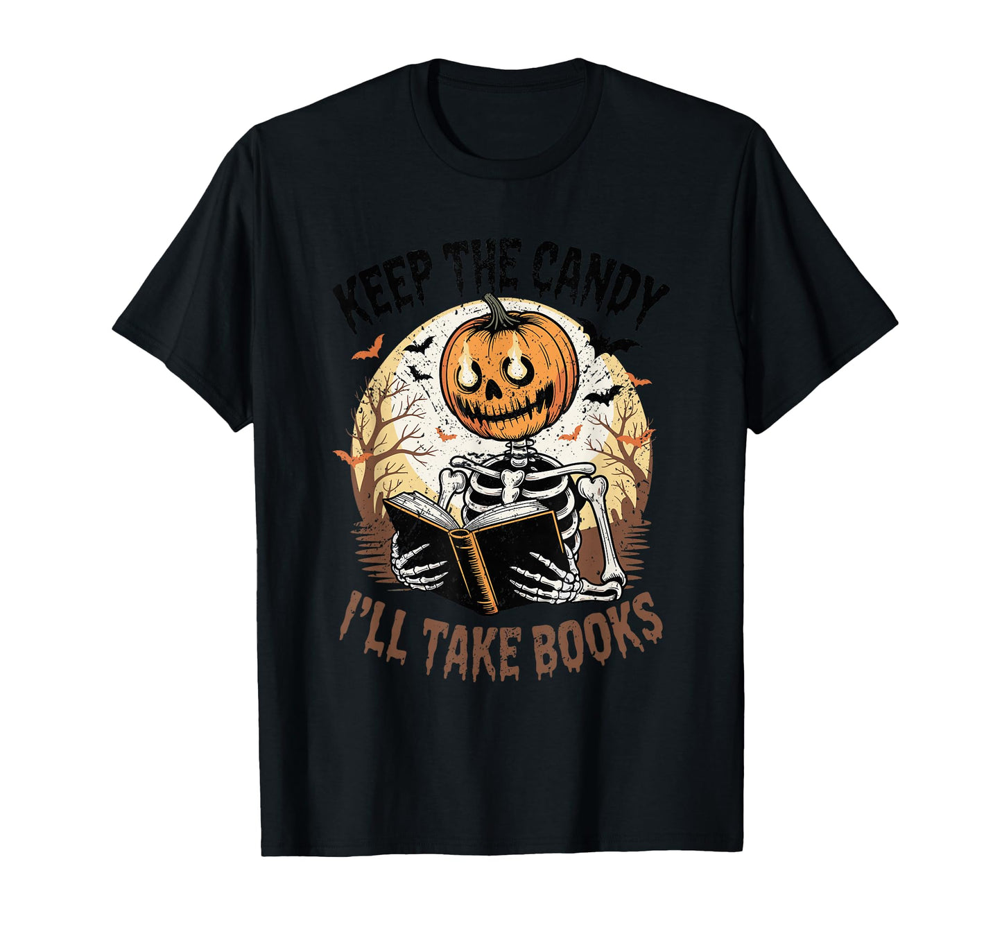 Keep The Candy I’ll Take Books Skeleton Reading Halloween T-Shirt