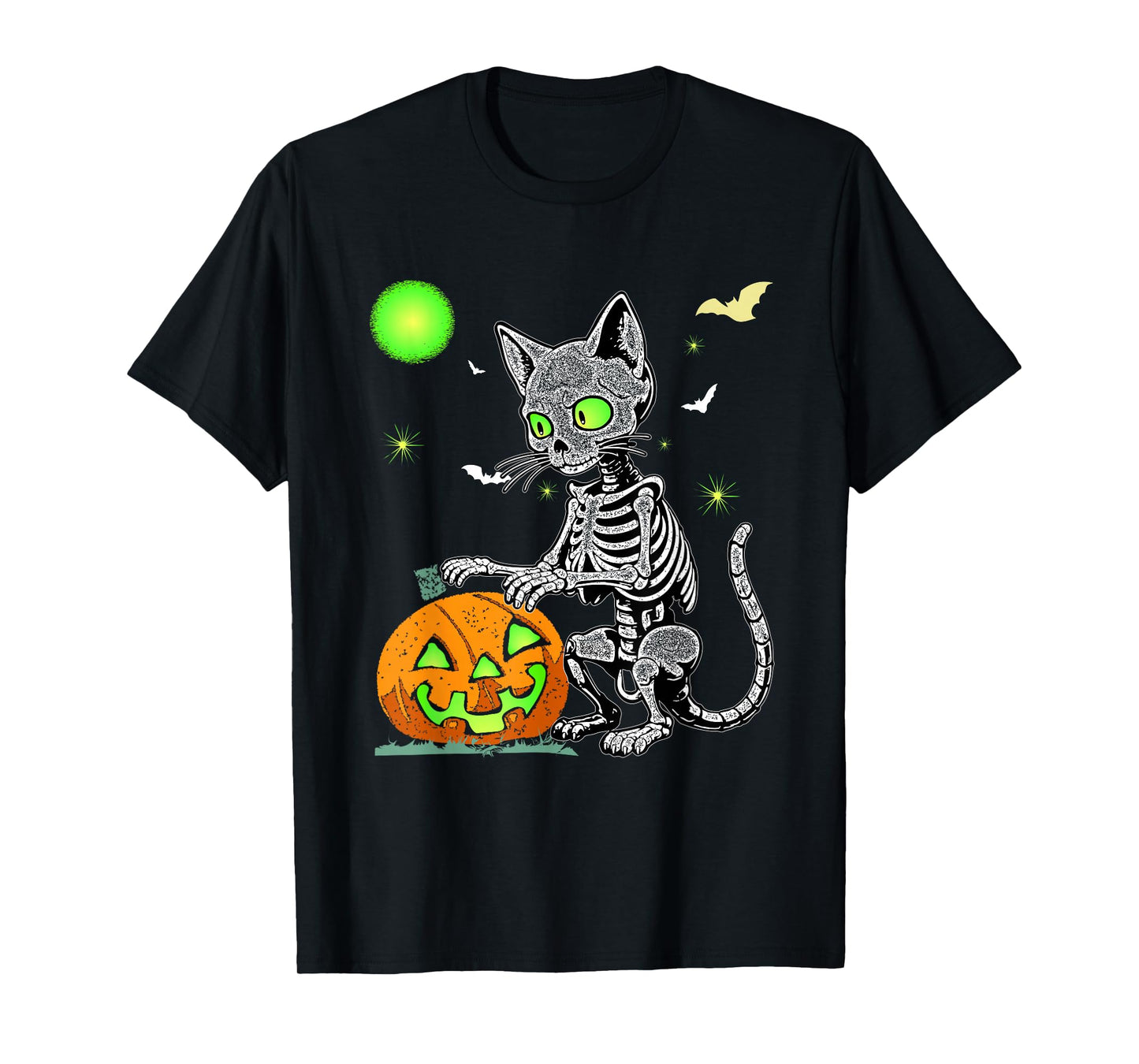 Funny cat Skeleton Waiting for Halloween Spooky Season, T-Shirt