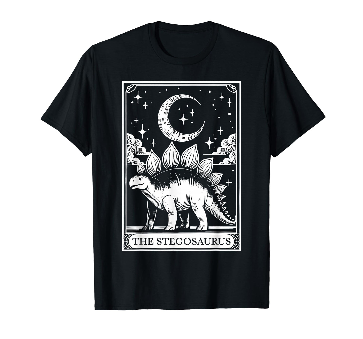 Funny Stegosaurus Dinosaur Tarot Card Dino Lover Witch Vibes T-Shirt
