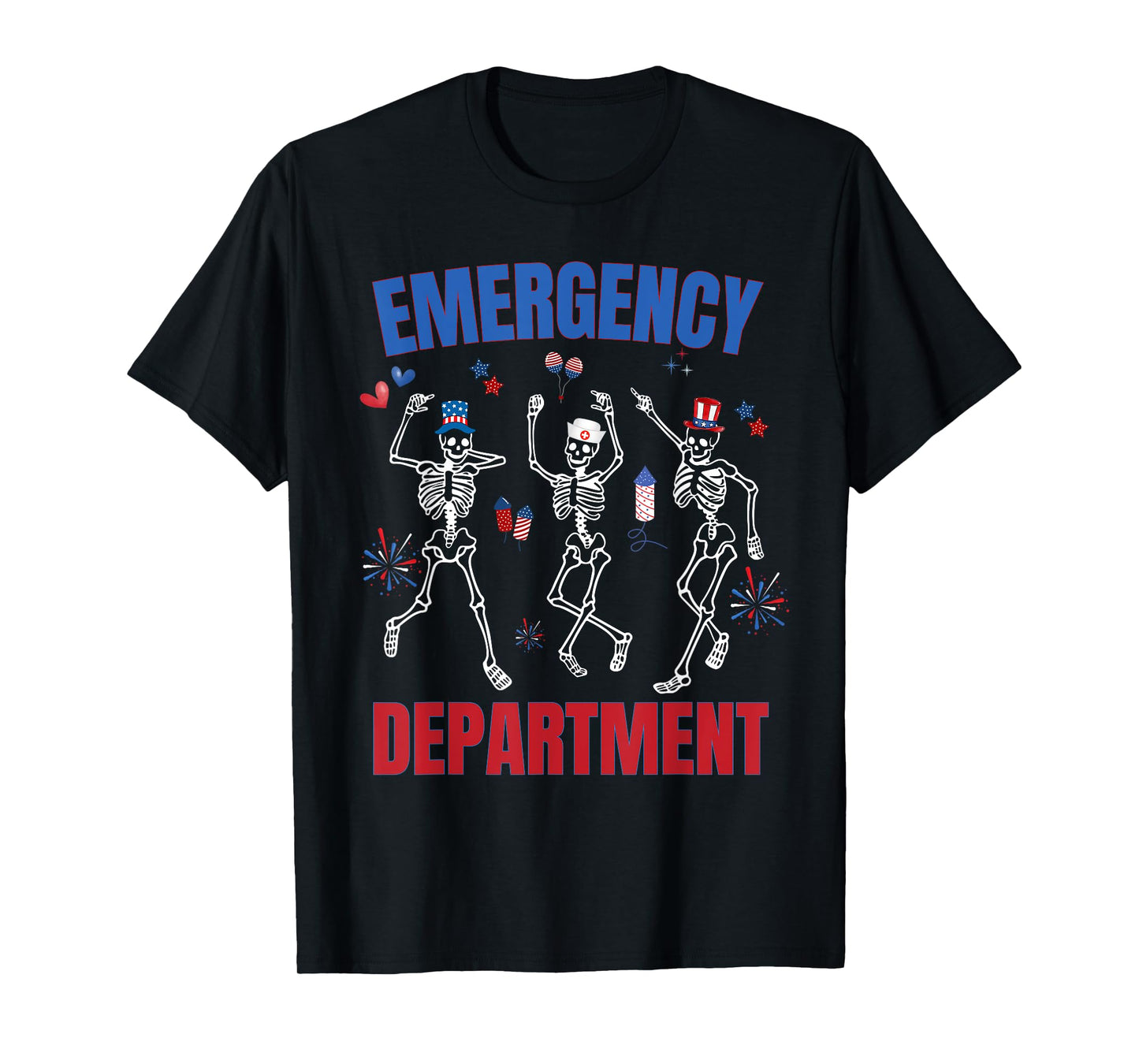 Emergency Department 4th Of July Patriotic Skeleton ER Nurse T-Shirt
