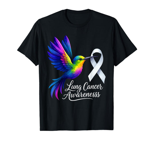 Lung Cancer Awareness Survivor Bird White Ribbon Support T-Shirt